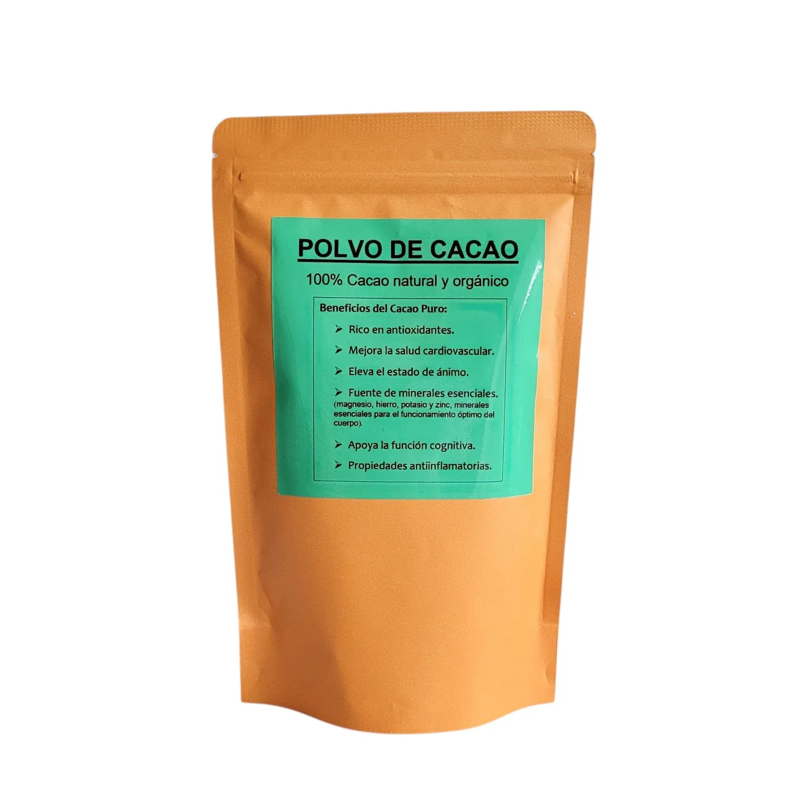 Cacao en polvo 100% natural y orgánico, puro y saludable. Cacao instantáneo sin azúcar ni aditivos. Ideal para bebidas, postres y recetas saludables.