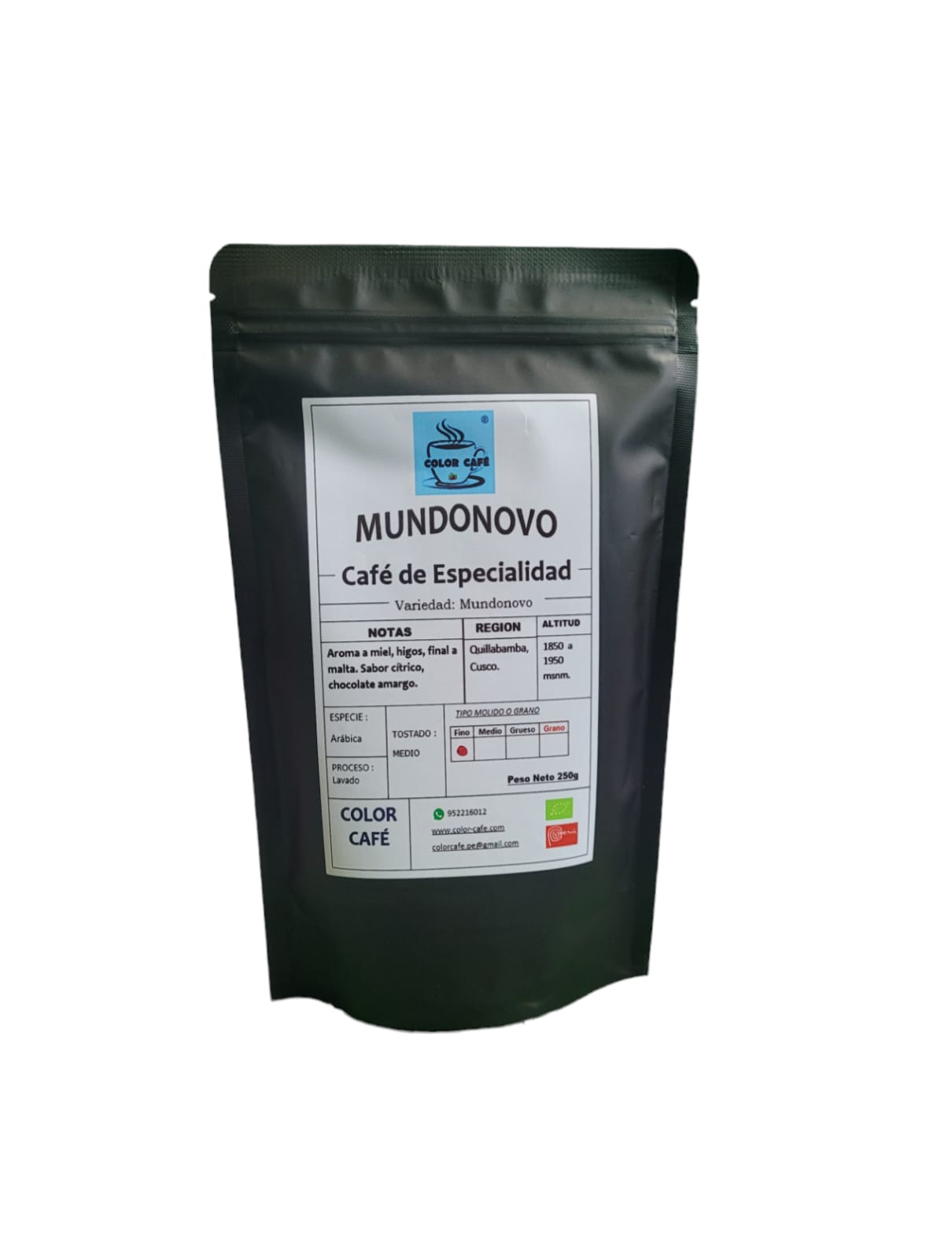 Café Mundonovo de Quillabamba, Cusco, orgánico y de especialidad. Café de exportación.