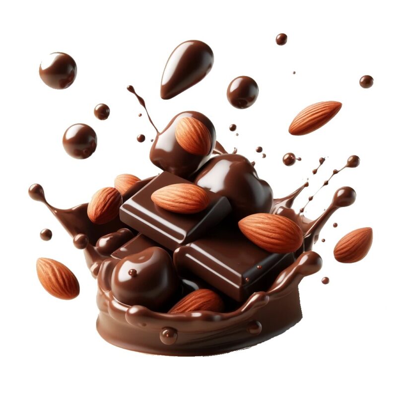 grageas de chocolate 70% cacao con almendras endulzadas con panela.