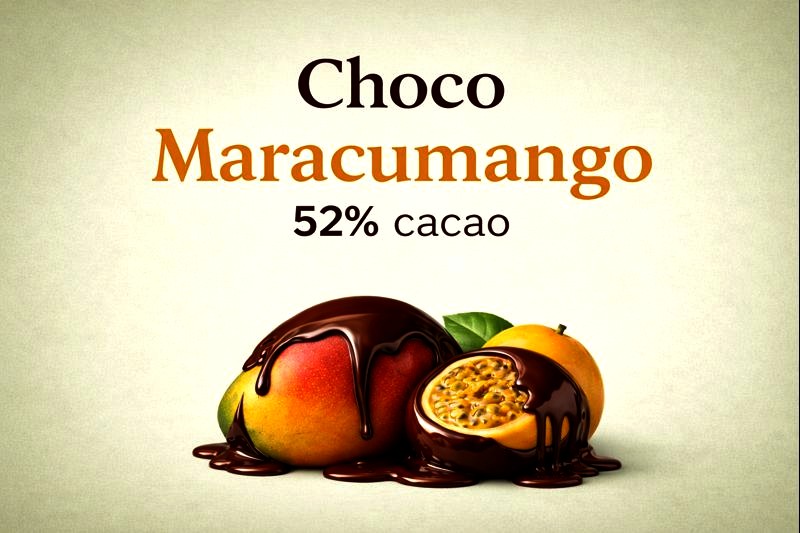 Choco Maracumango 52% cacao endulzado con panela - 100g